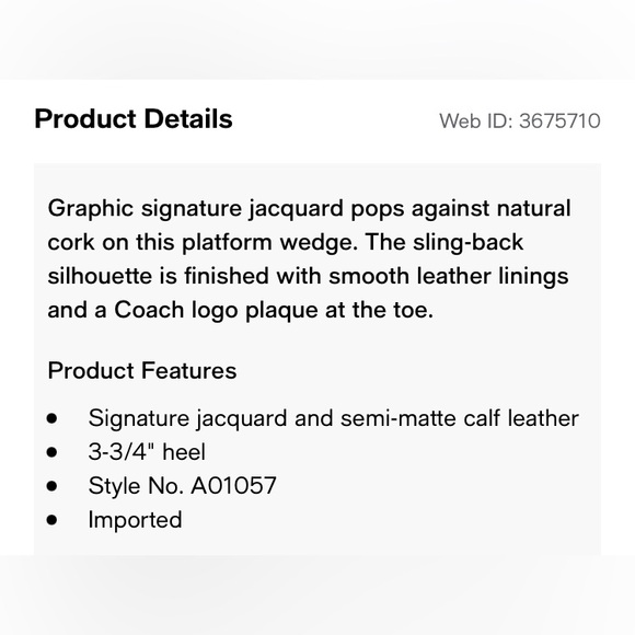 Preowned Coach Ferry Wedge sling back shoes size 8.5 - Picture 10 of 10